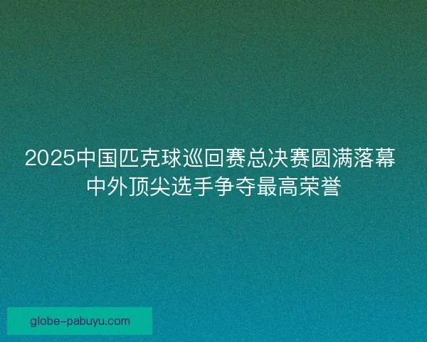 2025中国匹克球巡回赛总决赛圆满落幕 中外顶尖选手争夺最高荣誉